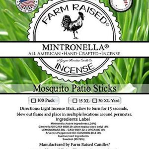 Mintronella Mosquito Patio Sticks/Natural - U.S.A Made 100 Pack. / No See Ums - Gnats - Fly Stick/Outdoor Incense Bug Sticks. Citronella Plant Oil + Peppermint - Lavender - Pool - Camping - Patio. - Image 2